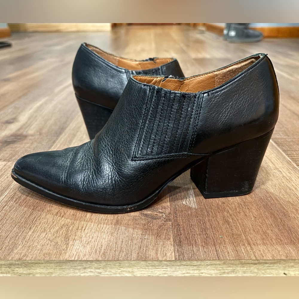 Franco Sarto Black Leather Ankle Boots